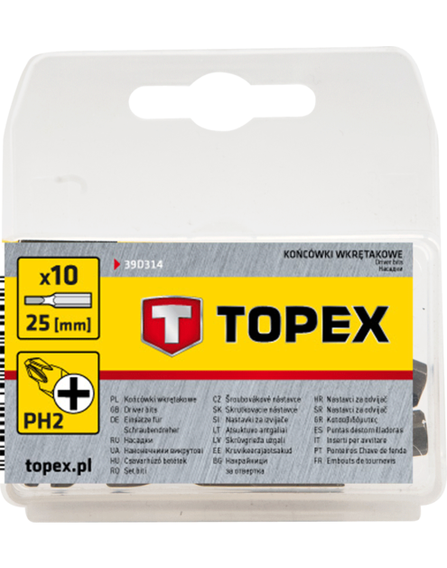 Zdjęcie: Końcówki wkrętakowe PH2 x 25 mm, 10 sztuk TOPEX