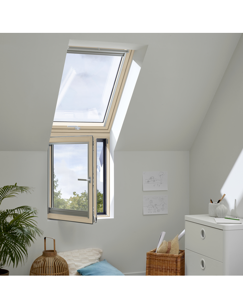 Zdjęcie: Okno kolankowe VFA 3068 drewniane otwierane na lewo, 78x95 cm VELUX