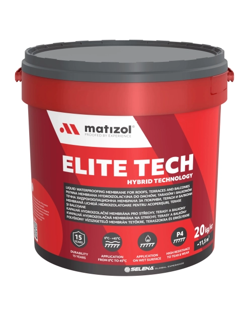 Zdjęcie: Membrana hydroizolacyjna płynna do dachów, tarasów i balkonów Elite Tech 20 kg biały MATIZOL