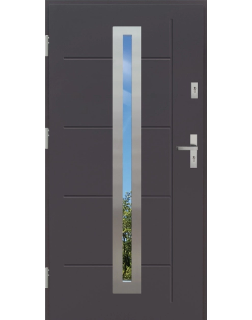 Zdjęcie: Drzwi zewnętrzne stalowo-drewniane Disting Nicolo 04 Antracyt 90 cm lewe KR CENTER