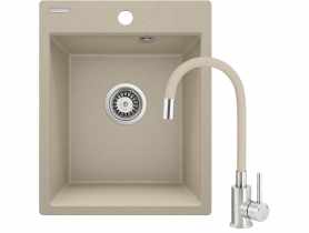 Zlewozmywak granitowy ZRC 7103 piasek, bateria 5720 DEANTE