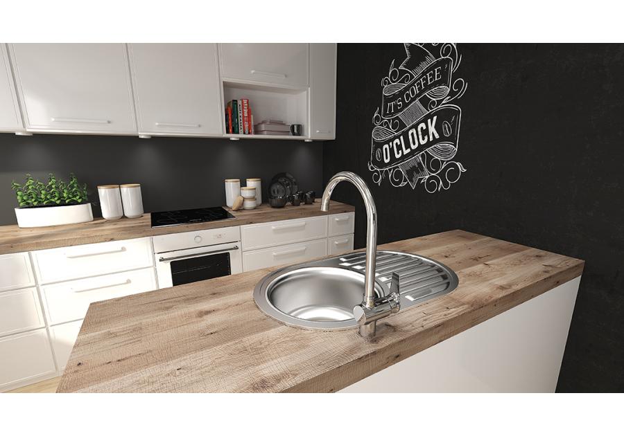 Zdjęcie: Zlew wpuszczany Faro 1 komorowy z ociekaczem 50x77 cm z syfonem KUCHINOX