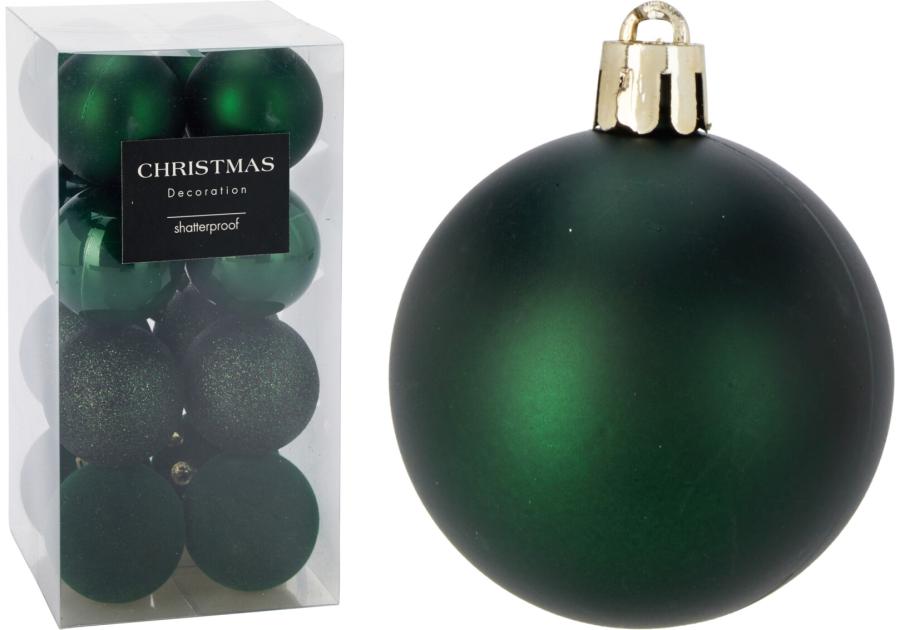Zdjęcie: Bombki plastikowe 6 cm - 16 szt. ciemnozielone KOOPMAN