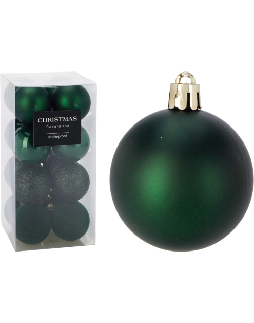 Zdjęcie: Bombki plastikowe 6 cm - 16 szt. ciemnozielone KOOPMAN