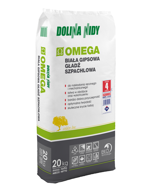 Zdjęcie: Gładź szpachlowa gipsowa Omega 20 kg biała DOLINA NIDY