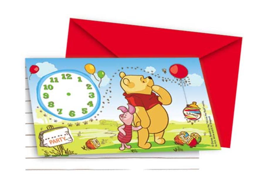 Zdjęcie: Zaproszenia i koperty Kubuś i Prosiaczek 12 szt. DISNEY