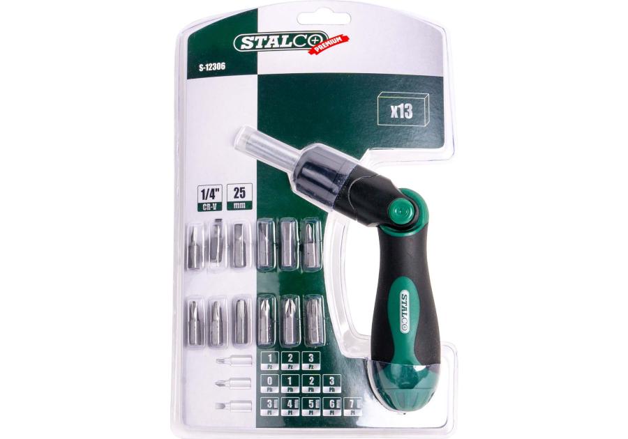Zdjęcie: Wkrętak z grzechotką 13 elementów s-12306 STALCO