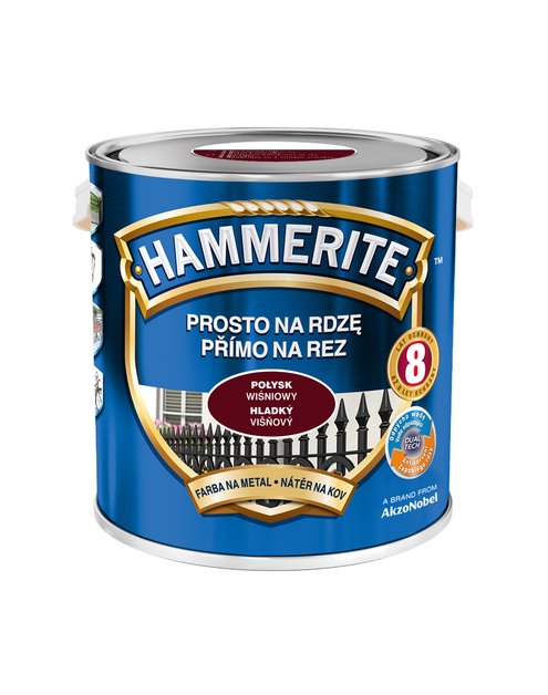 Zdjęcie: Farba do metalu 2,5 L wiśniowy połysk HAMMERITE