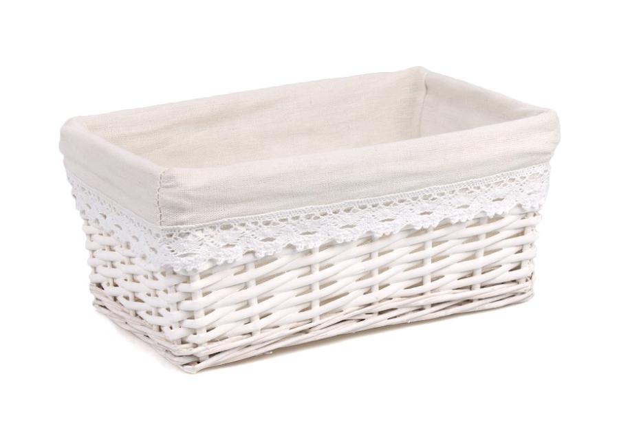 Zdjęcie: Szuflada wiklinowa z materiałem 28x20x12 cm biała TIN TOURS