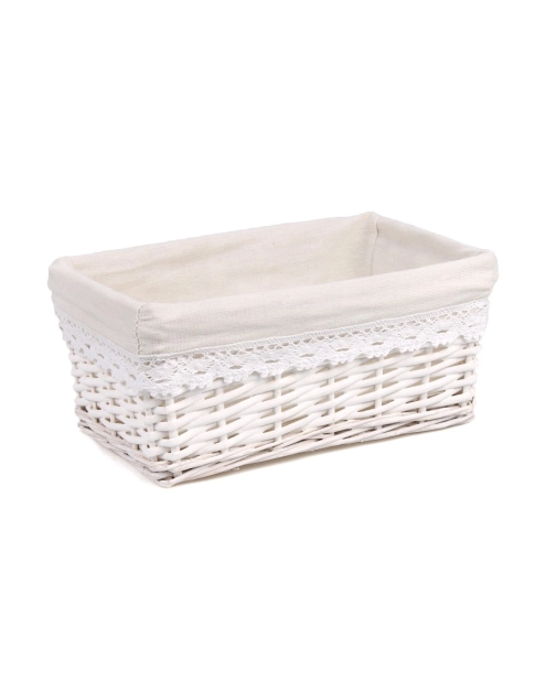 Zdjęcie: Szuflada wiklinowa z materiałem 28x20x12 cm biała TIN TOURS