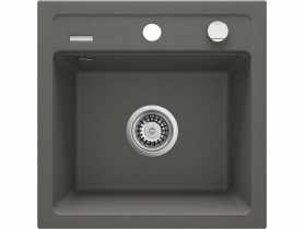 Zlewozmywak Zorba antracyt metalik granit 1K B/O 440x440x184 3,5", space saver DEANTE