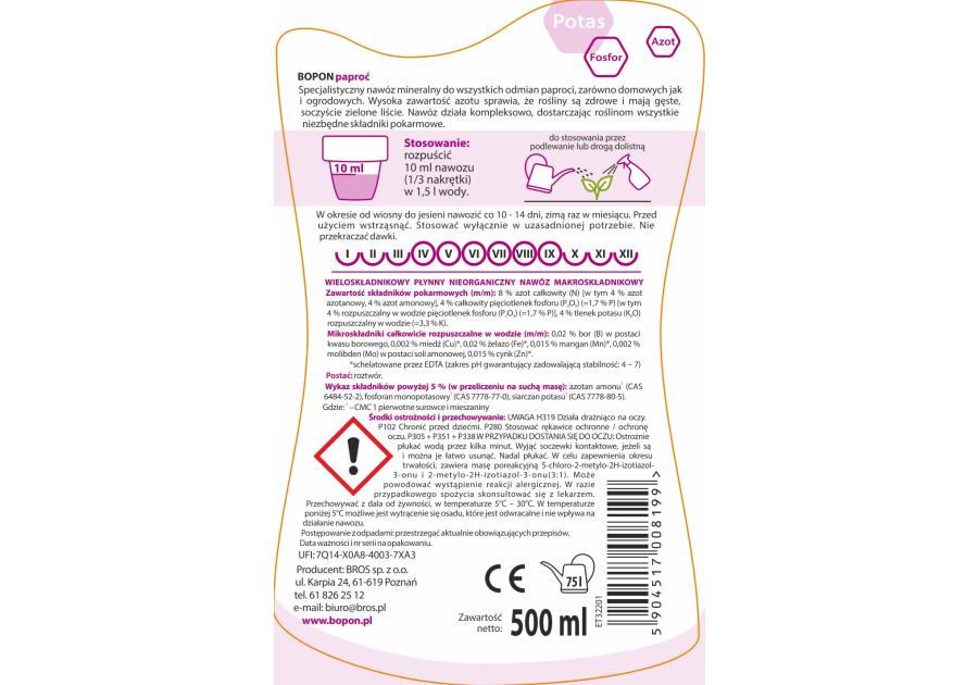 Zdjęcie: Nawóz do paproci 0,5 L BOPON