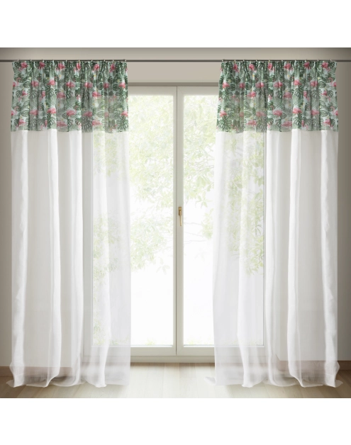 Zdjęcie: Zasłona Botanic 140x250 cm złoto-biała na taśmie EUROFIRANY