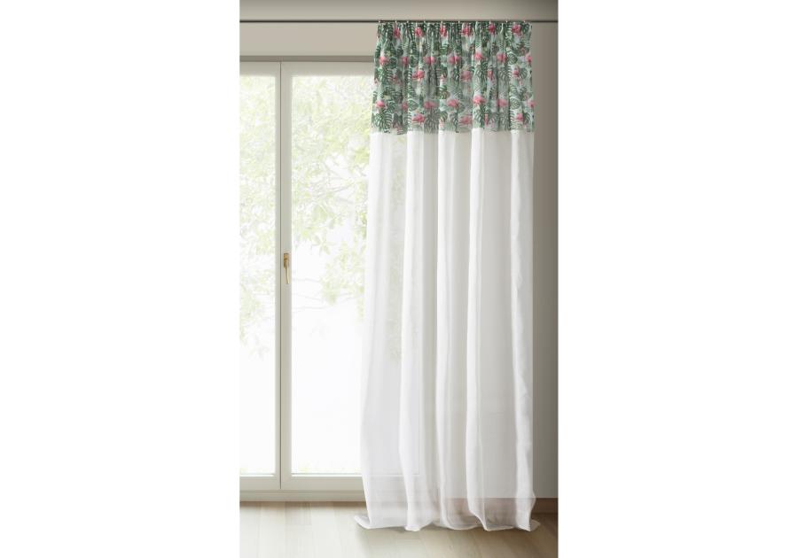 Zdjęcie: Zasłona Botanic 140x250 cm złoto-biała na taśmie EUROFIRANY