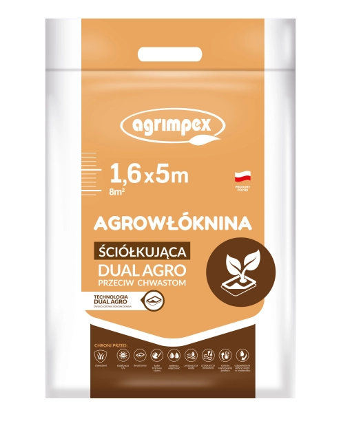 Zdjęcie: Agrowłóknina Dual-Agro brązowo-czarna 1,6x5 m AGRIMPEX