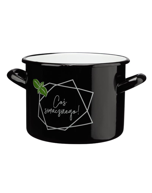 Zdjęcie: Garnek emaliowany Bazyl 24 cm - 7 L wysoki czarny GALICJA