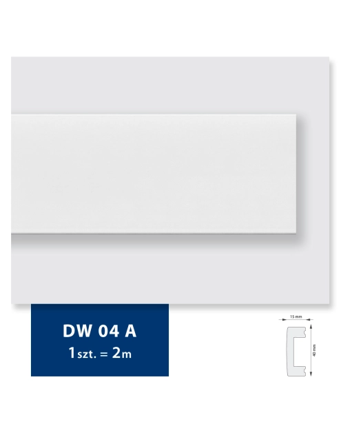 Zdjęcie: Listwa ścienna z polimeru HD 2m DW04A biała 4,2x1,6 cm DMS