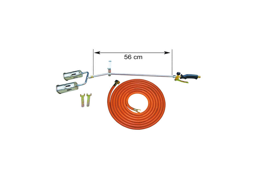 Zdjęcie: Palnik dekarski z podwójną dyszą 60 mm, wąż 5 m PROLINE