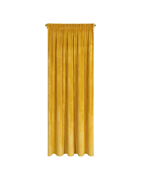 Zdjęcie: Zasłona z welwetu 135x250 cm na taśmie musztardowa EUROFIRANY