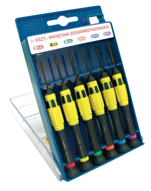 Zdjęcie: Wkrętaki zegarmistzowskie płasko-krzyżowe 6 szt. PROLINE