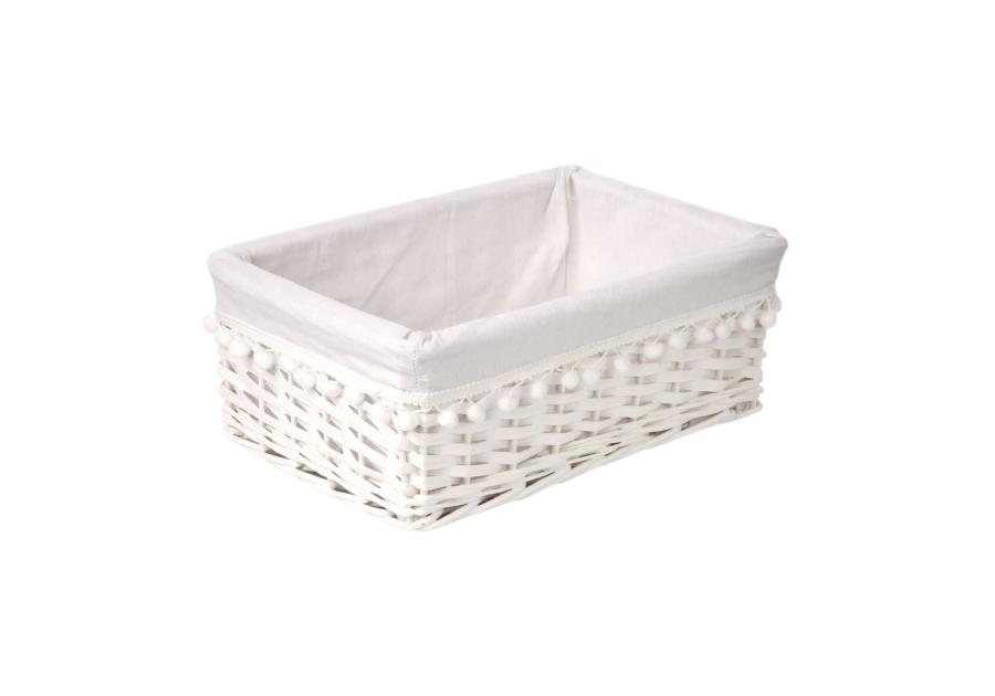 Zdjęcie: Koszyk biały z pomponami 36x27x16 cm ALTOMDESIGN