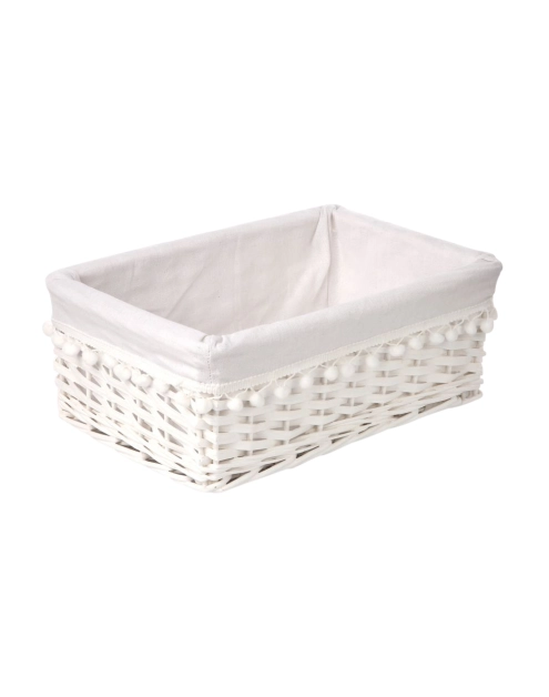 Zdjęcie: Koszyk biały z pomponami 36x27x16 cm ALTOMDESIGN