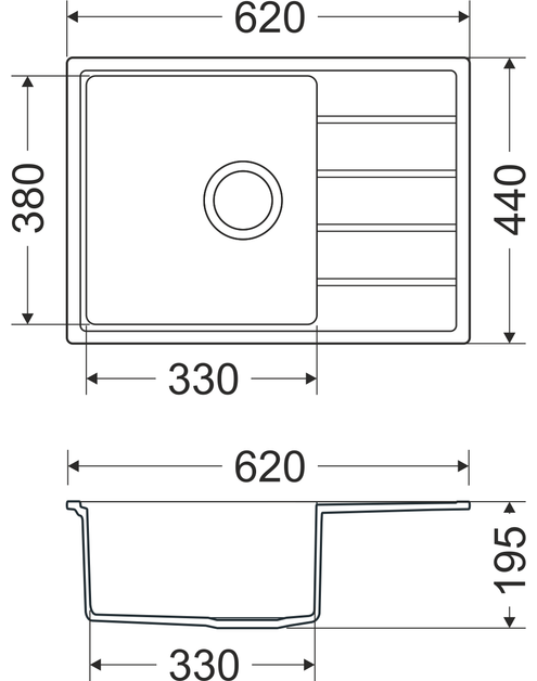Zdjęcie: Zlewozmywak granitowy Metro 1-komorowy piaskowy 62x44x19,5 cm syfon manualny, bateria U MILÓ