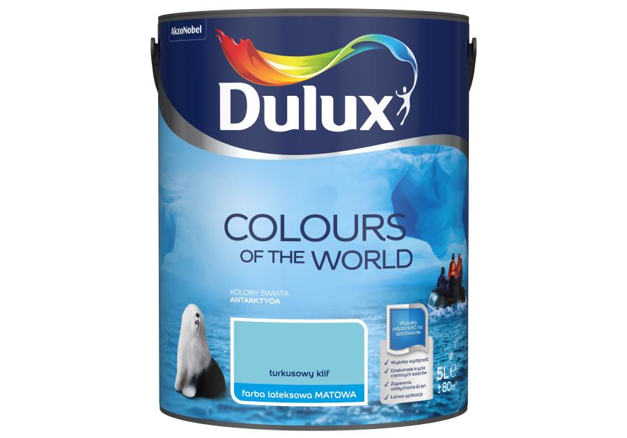 Zdjęcie: Farba do wnętrz Kolory Świata 5 L turkusowy klif DULUX