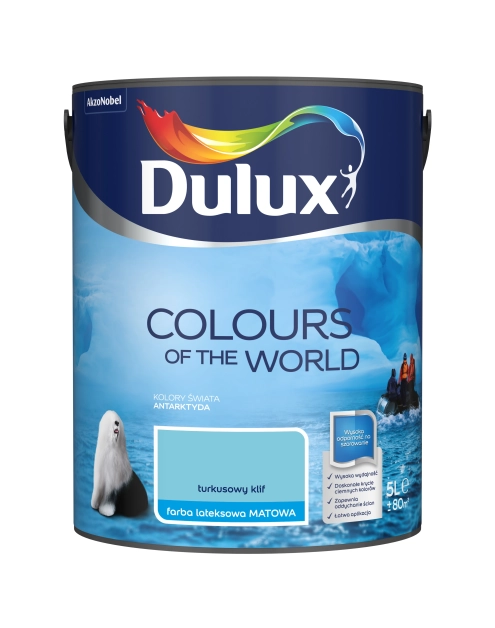 Zdjęcie: Farba do wnętrz Kolory Świata 5 L turkusowy klif DULUX