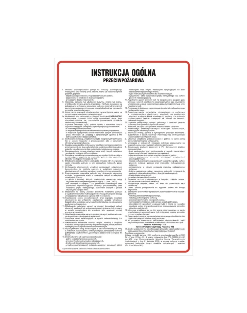 Zdjęcie: Oznaczenie "Instrukcja ogólna przeciwpożarowa" 24,5x35 cm METRO