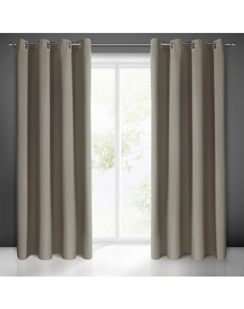 Zdjęcie: Zasłona gotowa Logan 135x250 cm ciemnobeżowy EUROFIRANY