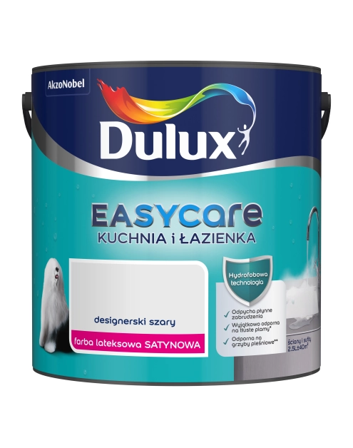 Zdjęcie: Farba lateksowa Easy Care Kuchnia&Łazienka designerski szary 2,5 L DULUX