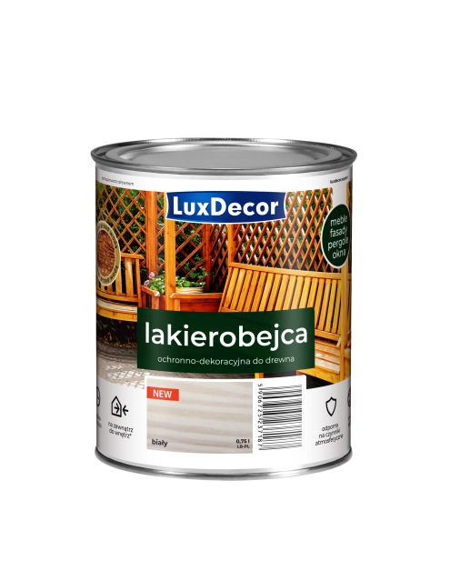 Zdjęcie: Lakierobejca do drewna 0,75 L biały LUXDECOR