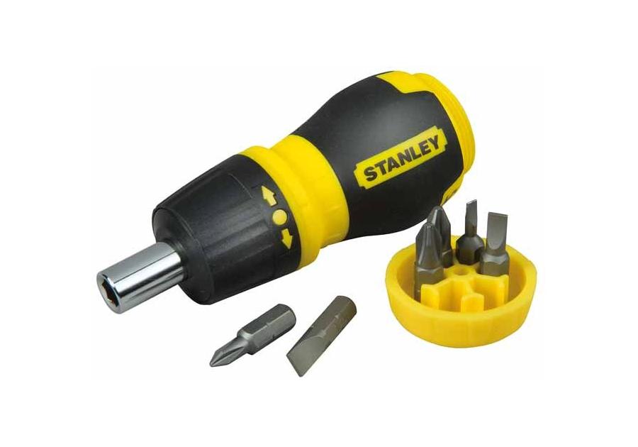 Zdjęcie: Wkrętak multibit krótki z grzechotką +7 końcówek STANLEY