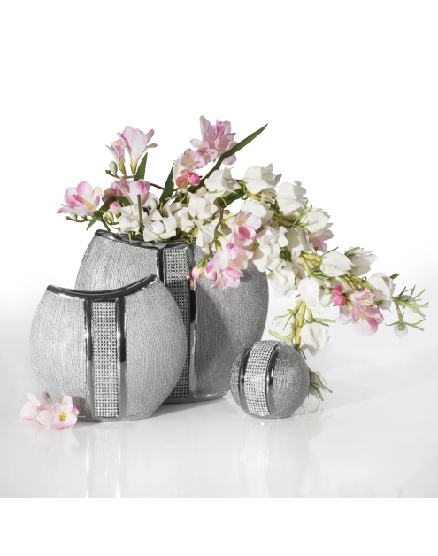 Zdjęcie: Wazon dekoracyjny Robin 24x9x22 cm srebrny EUROFIRANY