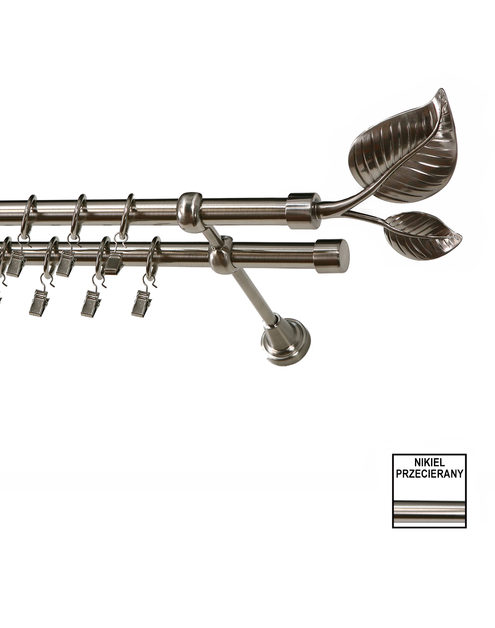 Zdjęcie: Karnisz podwójny Zeus fi 19 mm - 160 cm liść nikiel KARWEL