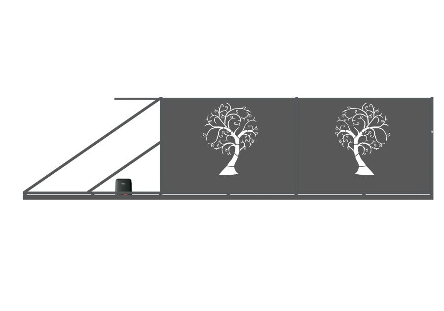 Zdjęcie: Brama przesuwna Nela 4,00 m, 1,50 m, stal ocynk+RAL7016 struktura lewa z automatem POLBRAM
