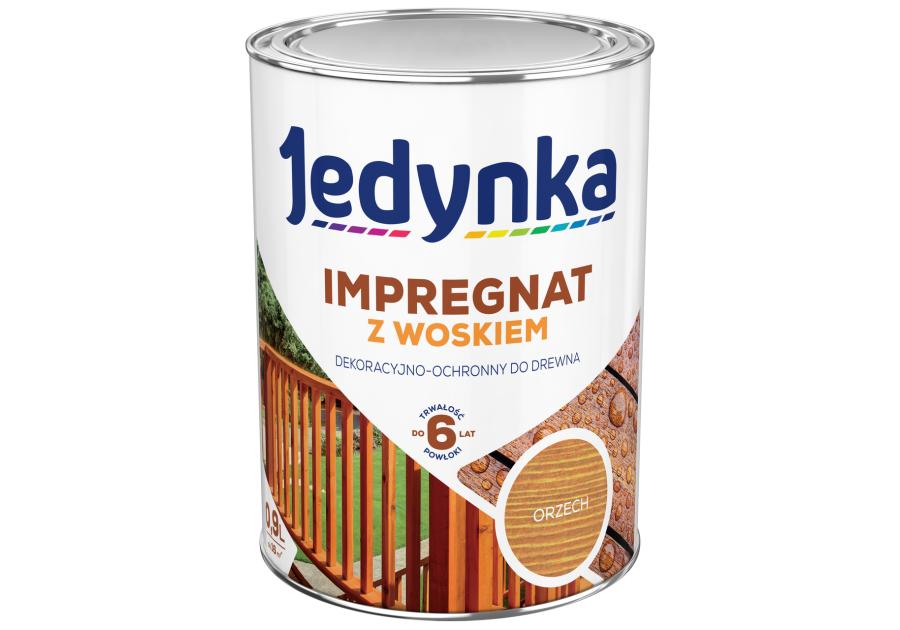 Zdjęcie: Impregnat do drewna z woskiem orzech 0,9 L JEDYNKA