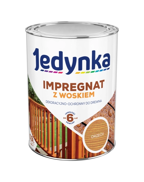 Zdjęcie: Impregnat do drewna z woskiem orzech 0,9 L JEDYNKA