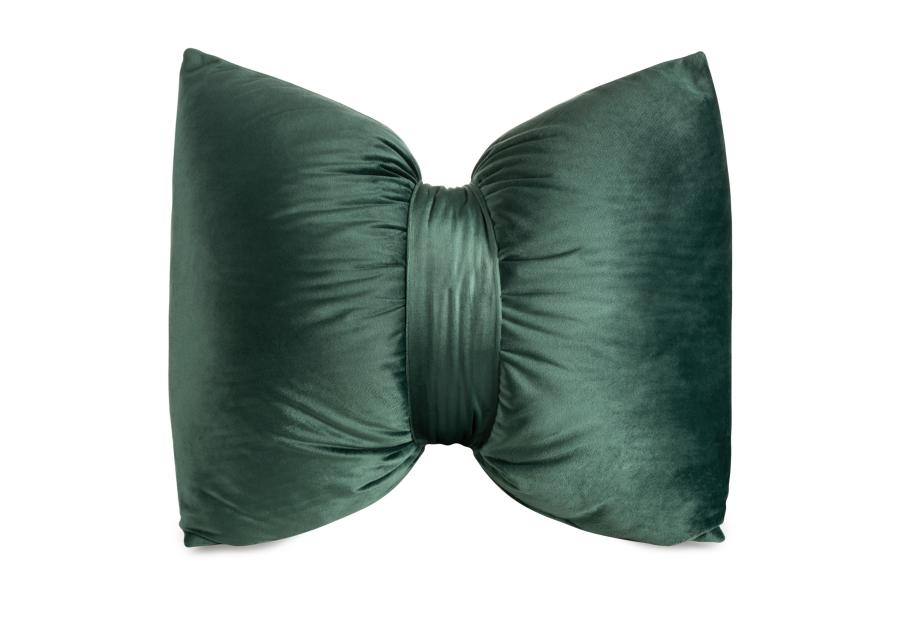 Zdjęcie: Poduszka dekoacyjna Kokarda welwetowa 45x55 cm ciemnozielona EUROFIRANY