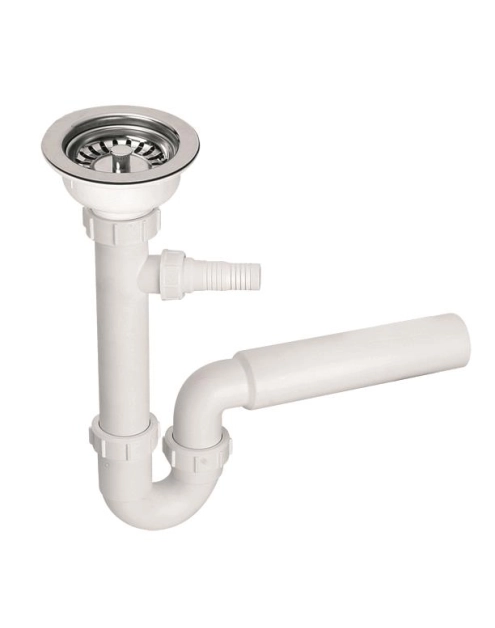 Zdjęcie: Syfon zlewozmywakowy rurowy 3 5 x50 mm z podłączeniem do pralki lub zmywarki MCALPINE