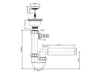 Zdjęcie: Syfon zlewozmywakowy rurowy 3 5 x50 mm z podłączeniem do pralki lub zmywarki MCALPINE