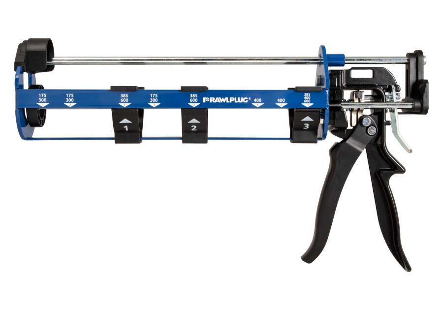 Zdjęcie: Wyciskacz manualny do kartuszy: 385/600 ml(3:1), 280/300/310 ml, 380-410 ml (10:1), 4,5 kN RAWLPLUG