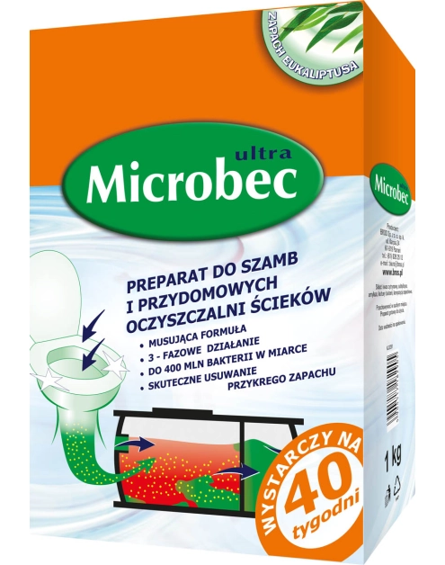 Zdjęcie: Preparat do szamb Microbec Ultra 1 kg zapach eucaliptus BROS