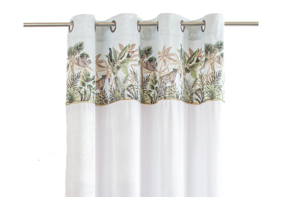 Zdjęcie: Zasłona welwetowa dżungla heavenly chic biało-błękitny 140x270 cm CHIC HOME