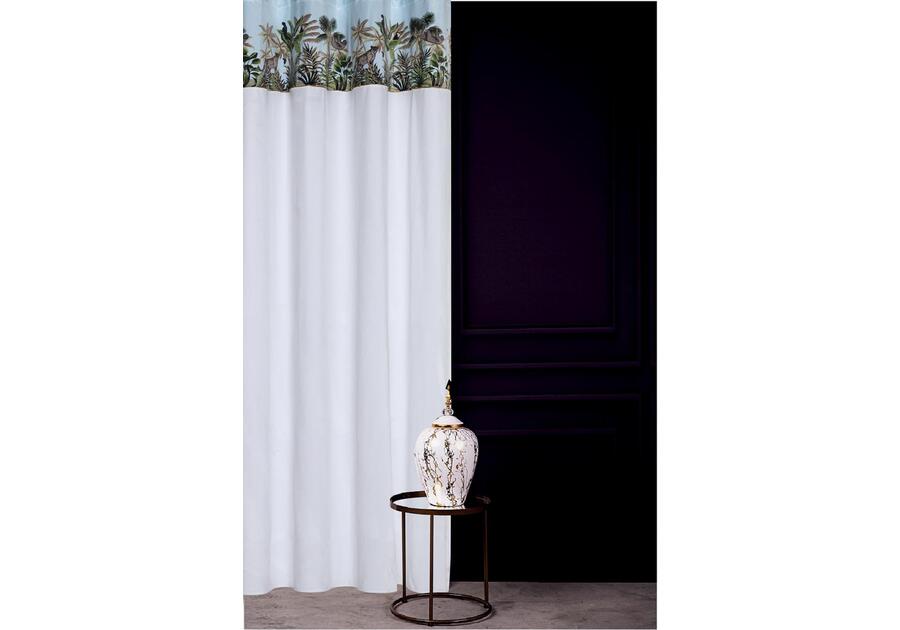 Zdjęcie: Zasłona welwetowa dżungla heavenly chic biało-błękitny 140x270 cm CHIC HOME