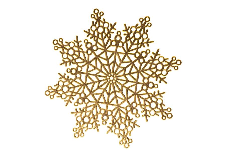 Zdjęcie: Mata stołowa PVC średnica 38 cm dekorowana pałatek śniegu złota ALTOMDESIGN