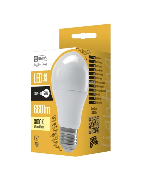 Zdjęcie: Żarówka LED Basic A60, E27, 7,5 W (51 W), 660 lm, ciepła biel EMOS