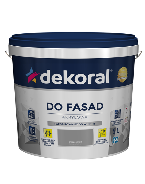 Zdjęcie: Farba fasadowa jasny grafit 5 L Polinit DEKORAL