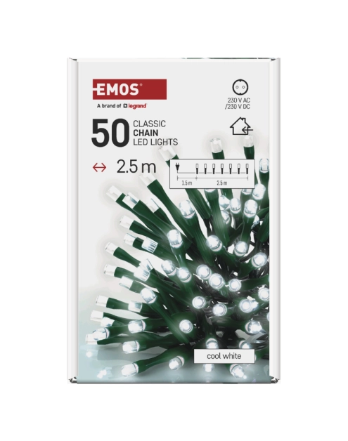 Zdjęcie: Lampki choinkowe 50 LED 2,5 m IP20 CW EMOS
